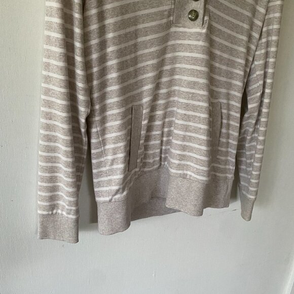 Banana Republic Pullover Sweater Womens Medium Cream Striped V-neck Minimalist - Picture 3 of 7